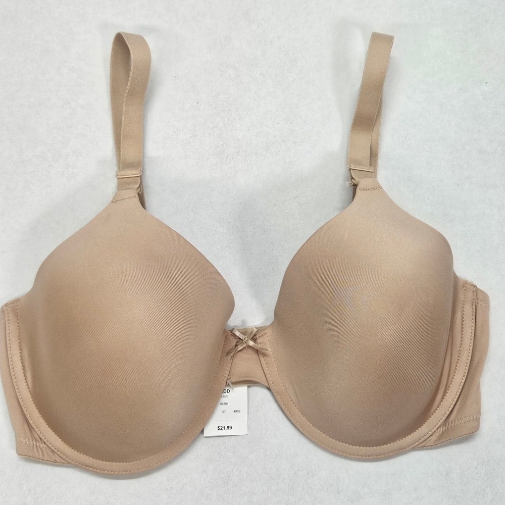 Maidenform 38DD Beige T-shirt‎ Bra HBR Underwire Plunge Smooth Comfort Seamless